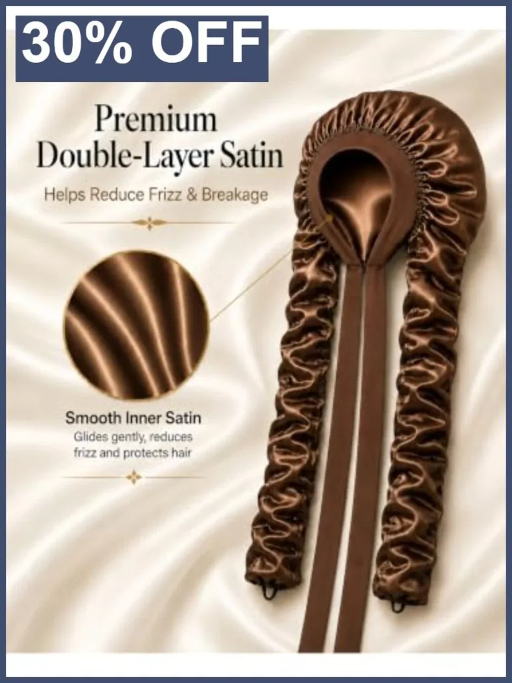 Double Layer Satin Bonnet for Long Braids, XXL 33-43